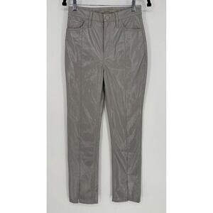 HUDSON HARLOW ULTIMATE GREY FAUX LEATHER PANTS SOFT VEGAN LEATHER NWT 26 - FLAWS